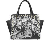 Black and white raw Combat Handbag Graphic Handbag Skull Design Purse Shoulder Bag One of a Kind Purse