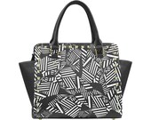 Black and white lines Combat Handbag Graphic Handbag Skull Design Purse Shoulder Bag One of a Kind Purse