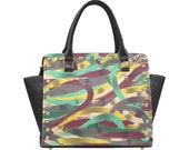 edicion especial lines design Combat Handbag Graphic Handbag Skull Design Purse Shoulder Bag One of a Kind Purse