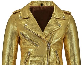 golden colour leather jacket