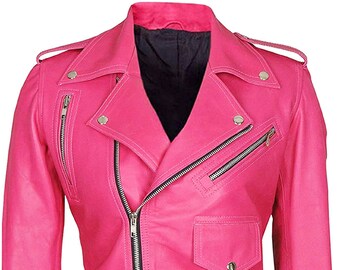 YUNY Womens Vogue Leather Coat Jacket Moto Faux-Leather Coat Jacket Pink S YUNY Womens Vogue Leather Coat Jacket Moto Faux-Leather Coat Jacket Pink S