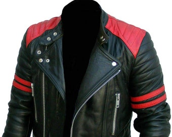 Spikes Jacket Mens Cafe Racer Studded Biker Punk is Pride Red Brando Motorcycle Leather Jacket Spikes Jacket Mens Cafe Racer Studded Biker Punk is Pride Red Brando Motorcycle Leather Jacket