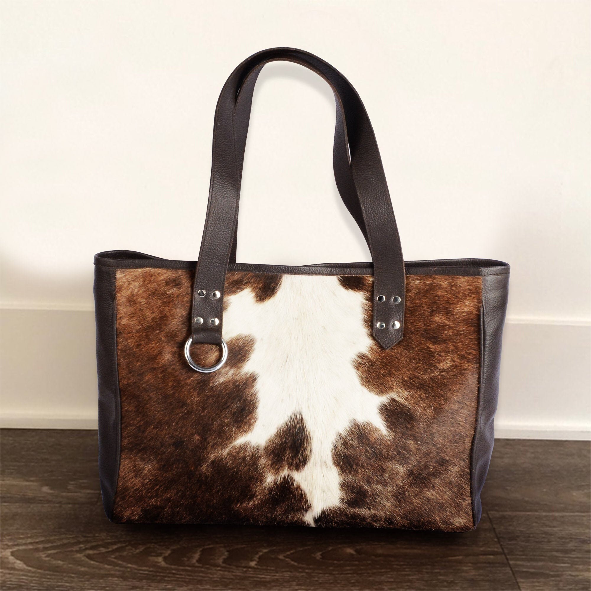 Brown Cowhide Large Weekender Bag Animal Print Weekender Cow Etsy