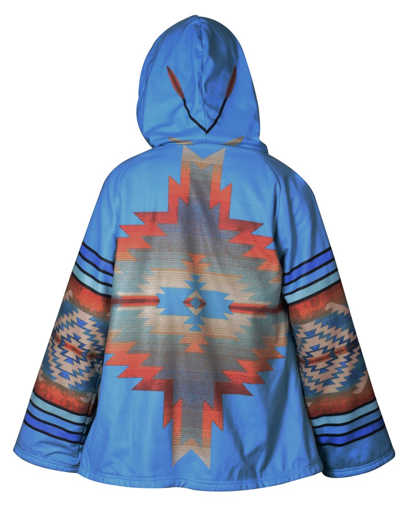 beth's blue poncho on yellowstone