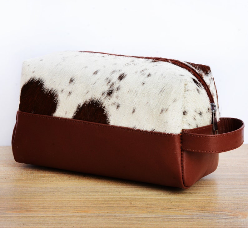 Cowhide Hair Leather Backpack Brown and White Pony Fur RucksackKnapsack Travel Shoulder Bag