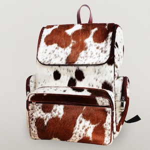 Leather Backpack Women, Hair on Cowhide Diaper Bag, Western Baby Travel Rucksack