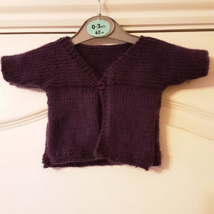 Hand Knitted 0-3 Months baby cardigan - Royal Purple