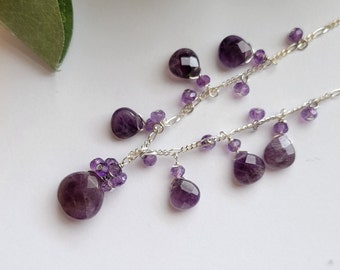 Vintage Sterling Silver Amythest Necklace