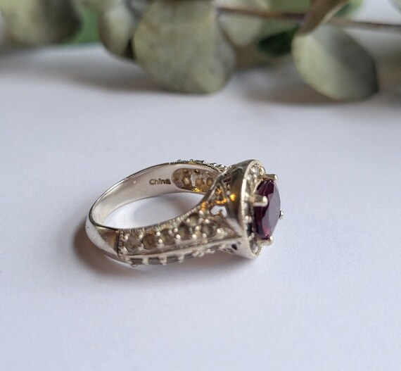 Vintage Sterling Silver Garnet Ring - image 5