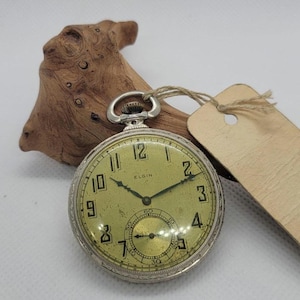 Vintage 1920s Elgin 12s Open-Face Stem-Set Pocket Watch