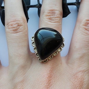 Vintage Sterling Onyx Statement Ring