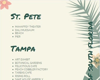 University, University of South Florida, Itinerary template, travel itinerary, Weekend Itinerary, Digital Schedule, Instant Download, PDF