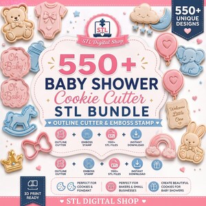 Babyparty-Keksausstecher-Set (STL-Dateien) | Über 550 Designs | Konturausstecher & Prägestempel | Sofort-Download