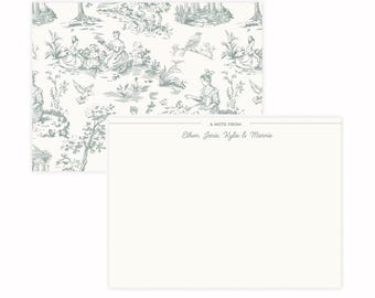 Personalized Toile Note Cards, Custom Stationary Cards, Personalized Wedding Gift, Personalized Greeting Cards, Custom Thank You Cards