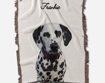 Custom Dog Blanket, Personalized Dog Photo Blanket, Custom Pet Christmas Blanket, Pet Memorial Cotton Blanket, Custom Pet Portrait Blanket