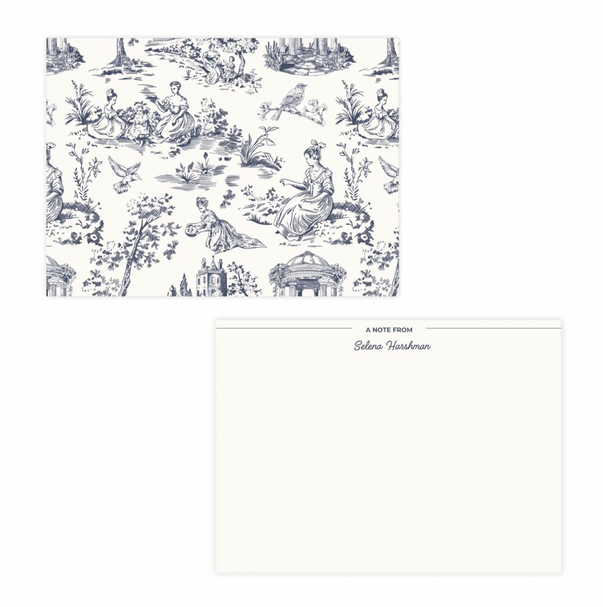 Personalized Toile Note Cards, Custom Stationary Cards, Personalized Wedding Gift, Personalized Greeting Cards, Custom Thank You Cards