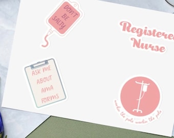 Nurse Sticker sheet, Funny Nurse Stickers, Nurse Gift, RN Stickers, Medical Stickers, Healthcare Worker Stickers