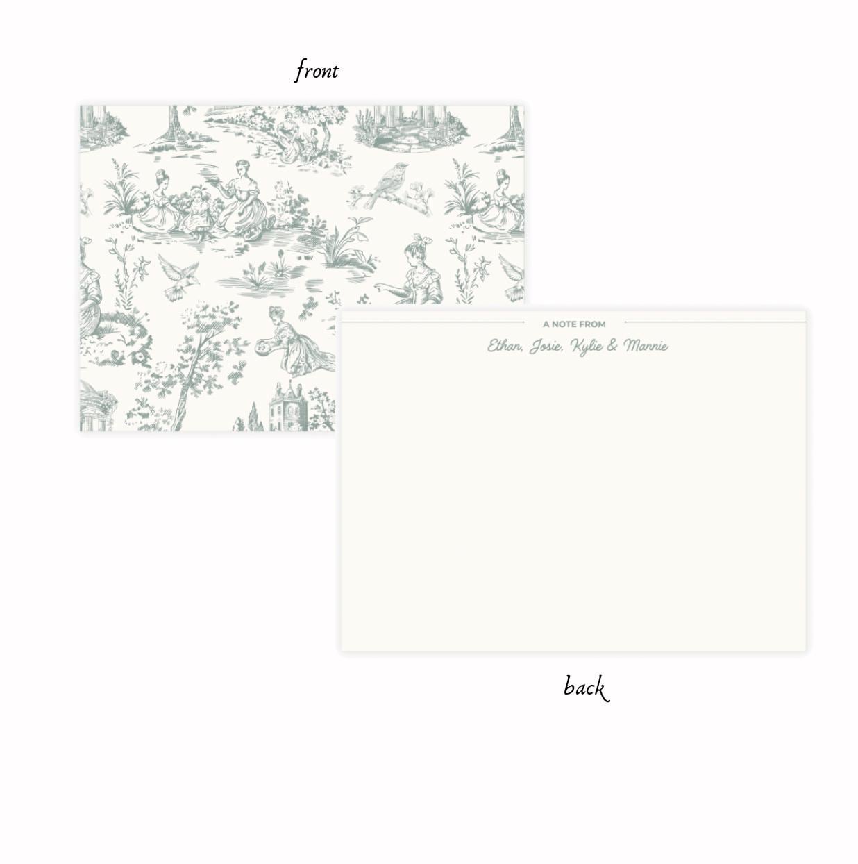 Personalized Toile Note Cards, Custom Stationary Cards, Personalized Wedding Gift, Personalized Greeting Cards, Custom Thank You Cards