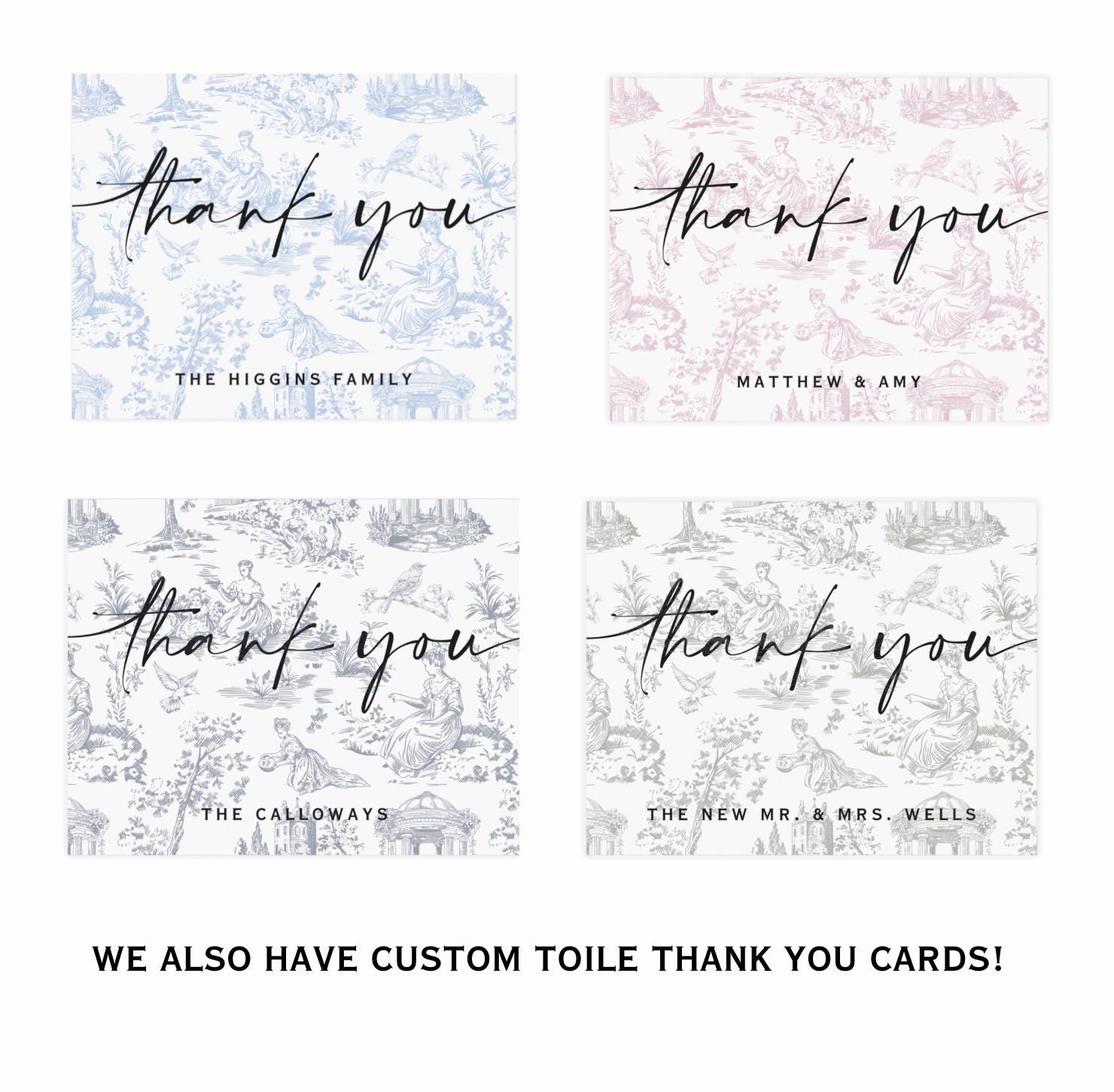 Personalized Toile Note Cards, Custom Stationary Cards, Personalized Wedding Gift, Personalized Greeting Cards, Custom Thank You Cards