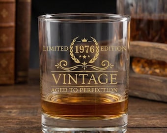 50th Birthday Gift for Man, Gold Engraved,  50th Birthday Glass, Birthday Gift, Birthday Whiskey Glass - 1976 Birthday, Father Birthday Gift