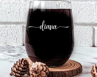 Personalized Wine Glass, Custom Stemless Wine Glass, Personalized Gift for Her,  Personalized Gift for Wine Lovers, Custom Wine Tumbler