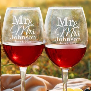 Copa de vino personalizada para parejas, cristalería personalizada, regalo de aniversario personalizado, juego de 2