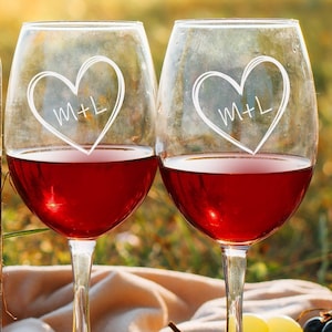 Copa de vino personalizada para pareja, cristalería personalizada, regalo de aniversario personalizado, juego de 2