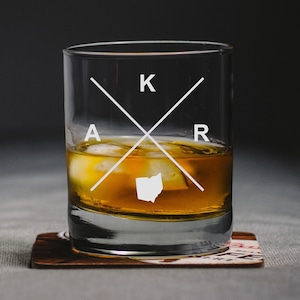 Akron Ohio Whiskey Glass, Akron Rocks Glass, Akron Gift, Akron Ohio, AKR Akron Glass