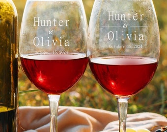 Valentine's Day Gift For Couples, Custom Glassware, Custom Anniversary Gift, Valentine Day Gift For Her, Set of 2