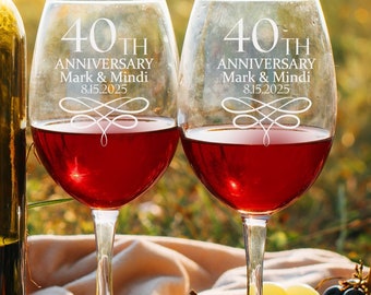 Personalized Wine Glass For Couples, Custom Glassware, Custom Anniversary Gift, Set of 2