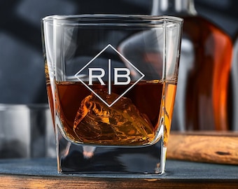 Vasos de whisky personalizados, regalos de vidrio personalizados para él, regalo para el novio, vaso rocks para bebedores de whisky