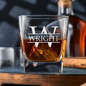 Custom Whiskey Glass, Etched Whiskey Glass, Personalized Groomsman Whiskey Glassware, Name Rocks Glass, Unique Gift Idea