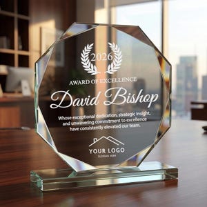 Personalized Award Recognition Trophy for Employee Achievement - Years of Service Gift, Custom Honoring Colleague, Glass Award