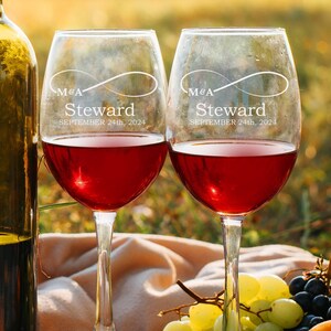 Copa de vino personalizada para parejas, cristalería personalizada, regalo de aniversario personalizado, juego de 2