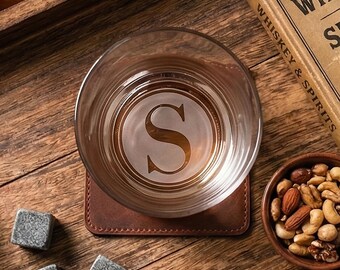 Personalized Etched Whiskey Glass, Bottom Engraved Whiskey Glass, Custom Logo Whiskey Glass, Bottom Design Whiskey Glass, Personalized Gift