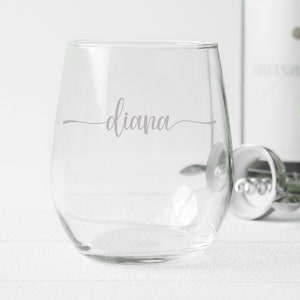Personalized Stemless Wine Glass, Monogrammed Wine Glass, Engraved Wine Glasses, Custom Name Glass, Wine Lover Gifts, Girlfriend Gift