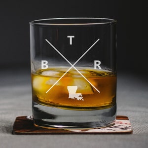 Baton Rouge Louisiana Whiskey Glass, Baton Rouge Rocks Glass, Baton Rouge Gift, Baton Rouge Louisiana, BTR Baton Rouge Glass