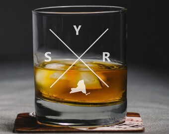Syracuse New York Whiskey Glass, Syracuse Rocks Glass, Syracuse Gift, Syracuse New York, SYR Syracuse Glass