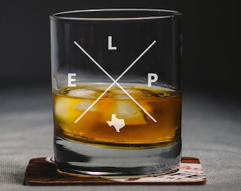 El Paso Texas Whiskey Glass, El Paso Rocks Glass, El Paso Gift, El Paso Texas, ELP El Paso Glass