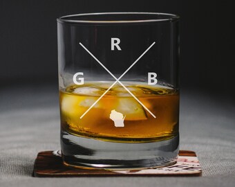 Green Bay Wisconsin Whiskey Glass, Green Bay Rocks Glass, Green Bay Gift, Green Bay Wisconsin, GNB Green Bay Wisconsin Glass