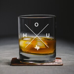 Housto Texas Whiskey Glass, Housto Rocks Glass, Housto Gift, Housto Texas, HOU Housto Glass