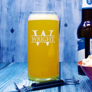 Personalized Etched Beer Can Glass, Custom 20 oz Can Glass, Engraved Beer Can Glasses, Etched Beer Can Glass, Groomsman Gift