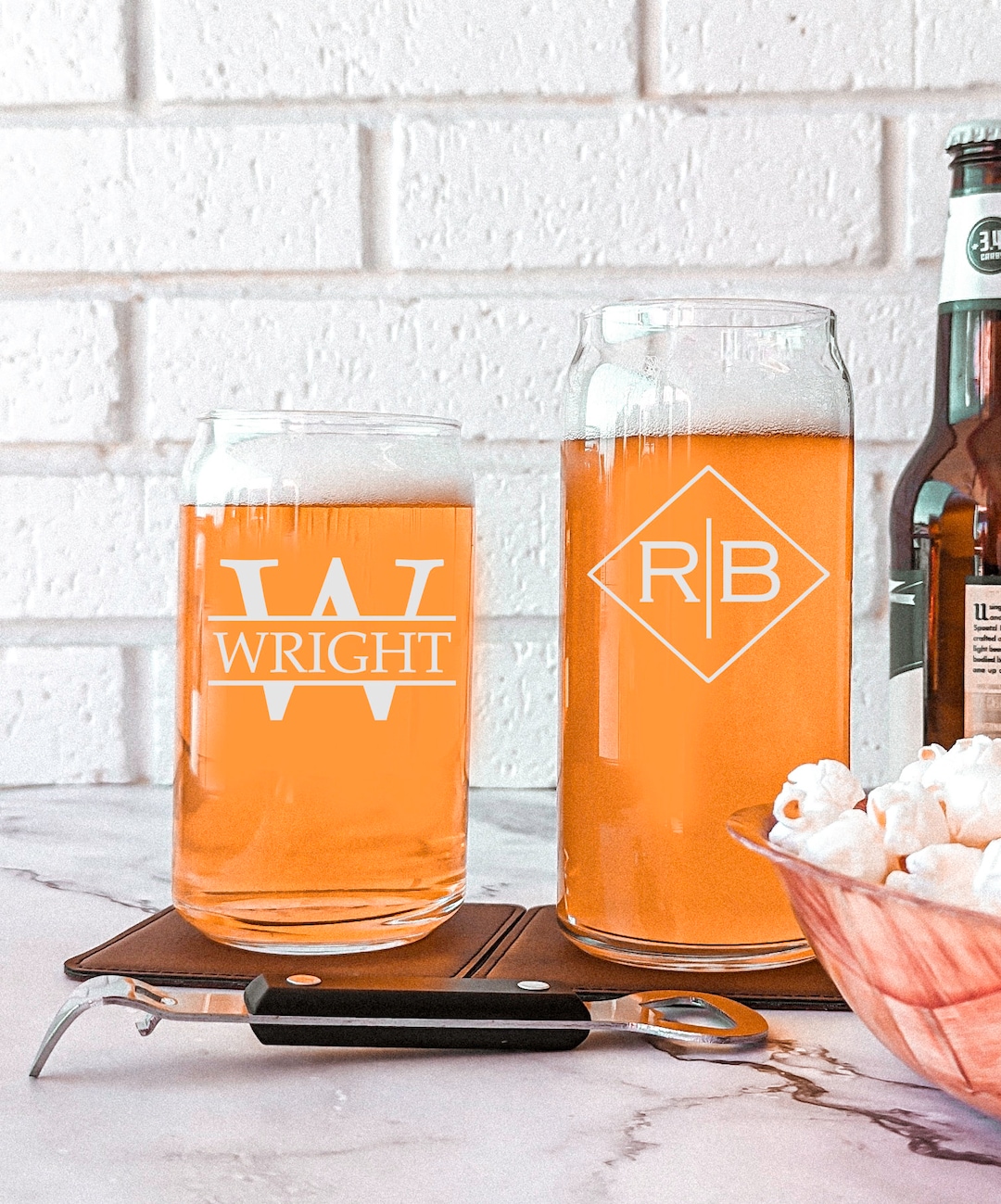 Personalized Beer Glass for Him, Etched Beer Glass, Beer Can Glass for Craft Beer, Gift for