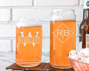 Personalized Beer Glass For Him, Etched Beer Glass, Beer Can Glass for Craft Beer, Gift for Husband, Engraved Beer Glass, Gift for Dad