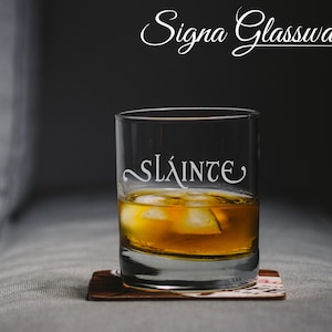 Irish Shamrock Engraved Whiskey Glass, Celtic Etched Whiskey Glass, Personalized Gift For Him, Customized Whiskey Glass, Old Fashioned Glass
