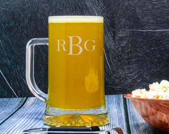 Personalized Beer Mug, Custom Monogram Beer Mug, Engraved Beer Glasses, Etched Beer Mug, Groomsman Gift, Beer Lover Gift,
