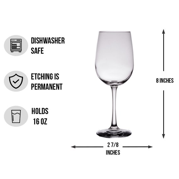 Copa de vino personalizada de 16 onzas con tallo – Grabado personalizado  con cualquier nombre e inicial