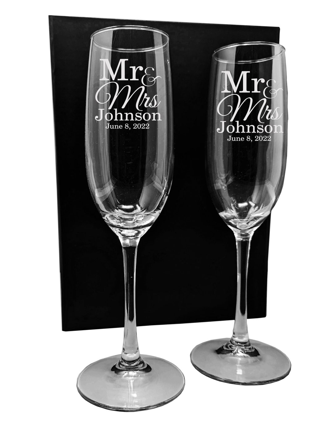 Personalized Champagne Flutes Set Mr & Mrs Engraved Glasses Etsy