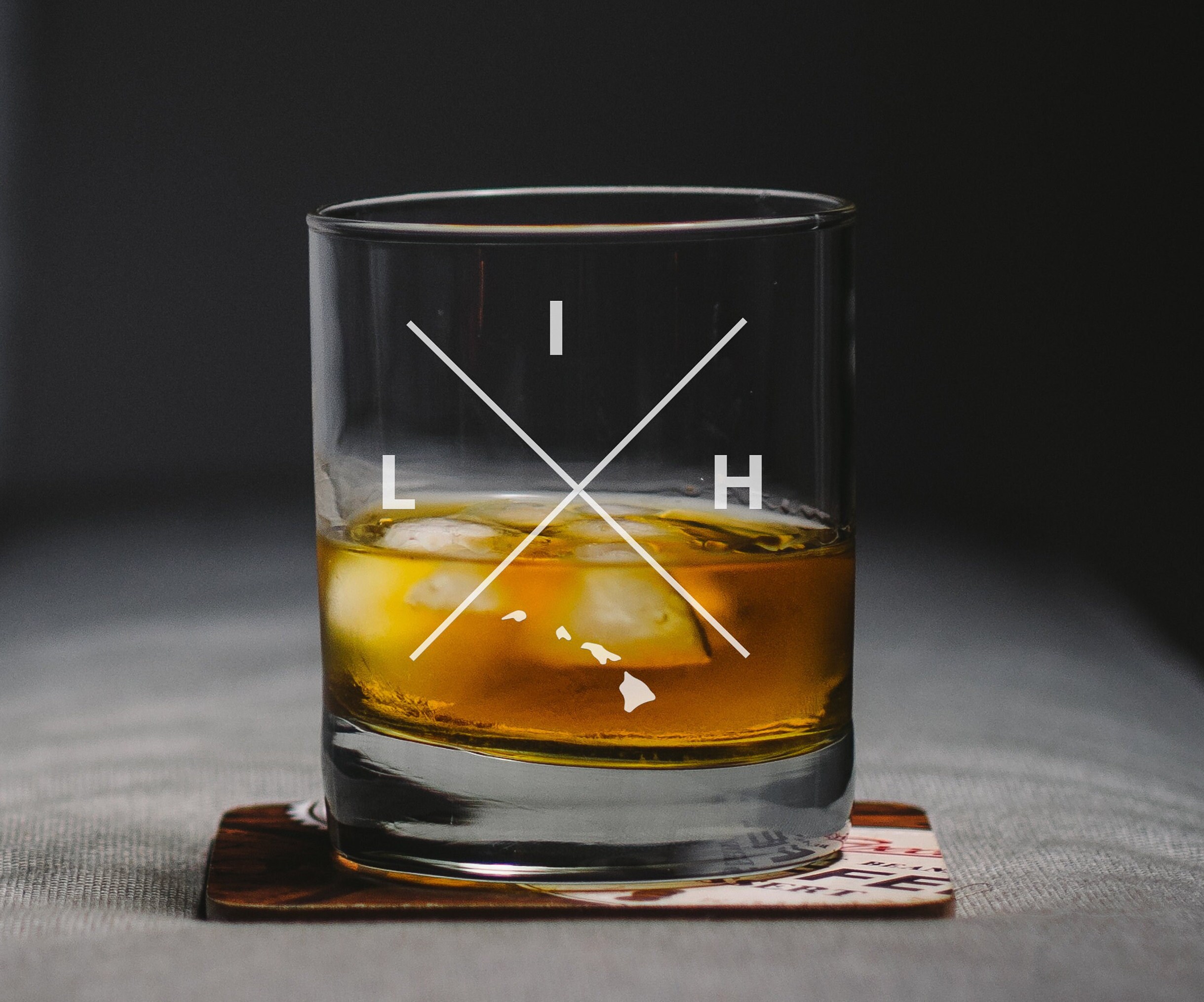 Lihue Hawaii Whiskey Glass, Lihue Rocks Glass, Lihue Hawaii Gift, Lihue Hawaii, LIH Lihue Glass
