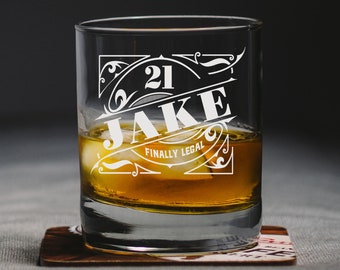 21st Birthday Engraved Whiskey Glass - Finally 21 - Personalized 21st Gift - Gift for Boy Friend - 21st Birthday